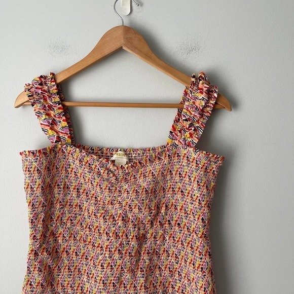 Anthropologie Maeve Women's Multicolor Smocked Cotton Top Size Large - Picture 2 of 4
